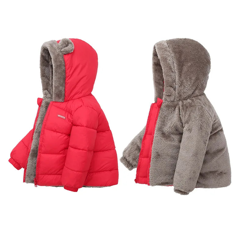 Garçons filles vestes épaisses hiver enfants rembourré polaire manteaux chauds enfants à capuche vêtements d'extérieur en coton enfants vêtements cachemire combinaison de neige