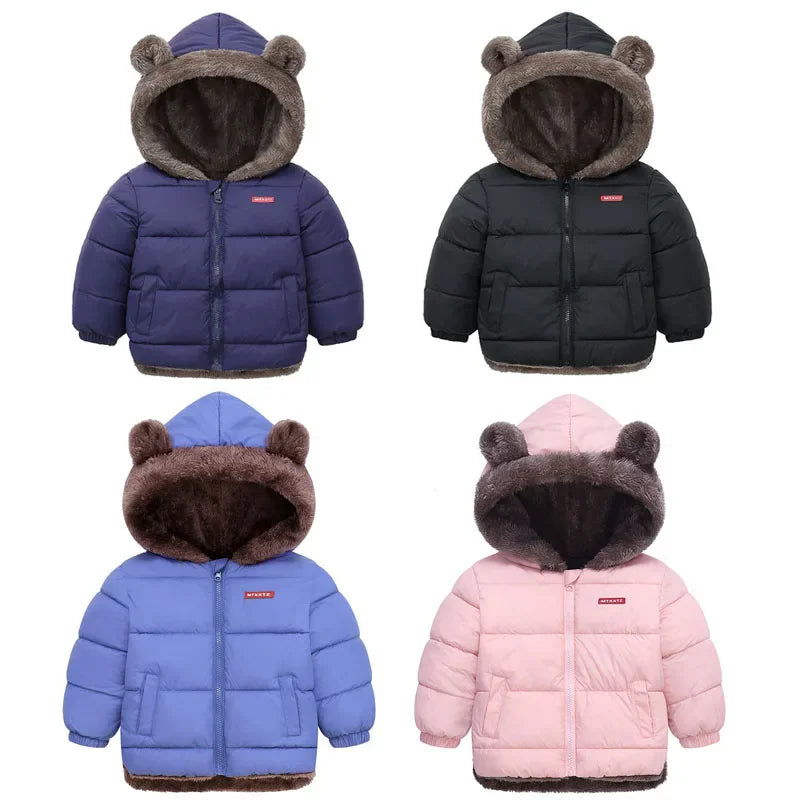 Garçons filles vestes épaisses hiver enfants rembourré polaire manteaux chauds enfants à capuche vêtements d'extérieur en coton enfants vêtements cachemire combinaison de neige