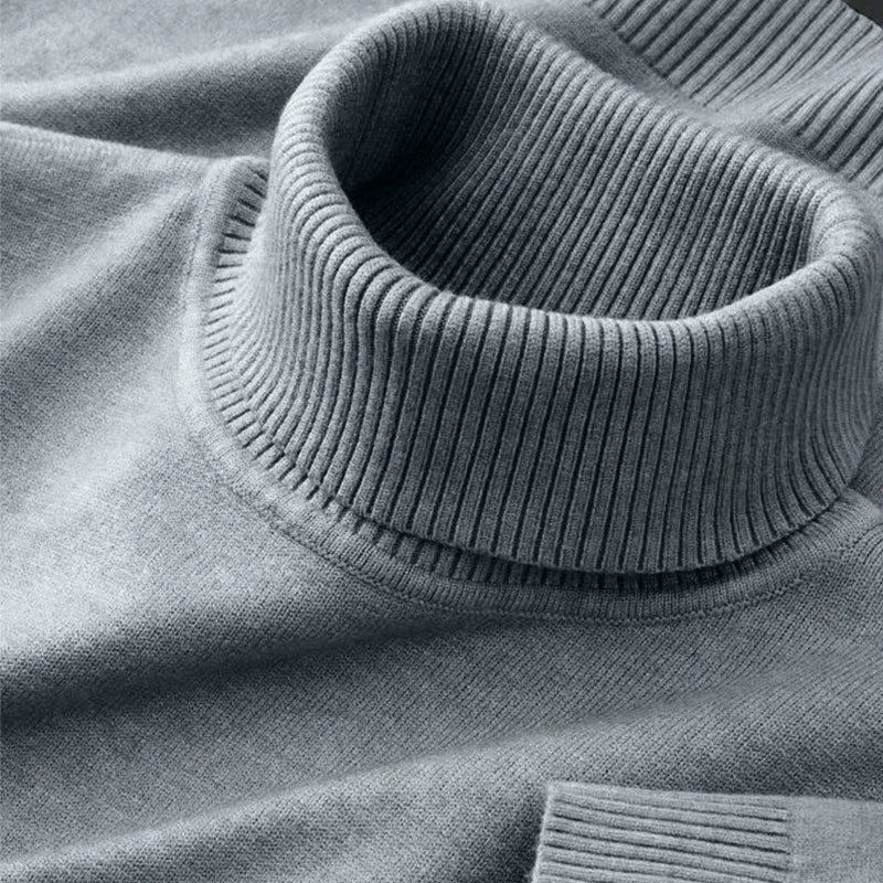 2025 nouveaux hommes chandails tricotés couleur unie col roulé respirant pulls chaud en plein air basique Streetwear automne affaires hauts