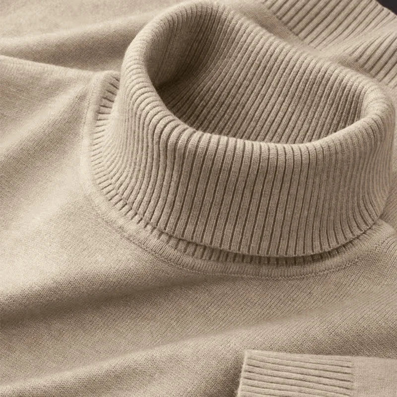 2025 nouveaux hommes chandails tricotés couleur unie col roulé respirant pulls chaud en plein air basique Streetwear automne affaires hauts