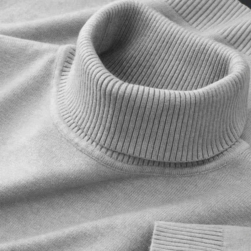 2025 nouveaux hommes chandails tricotés couleur unie col roulé respirant pulls chaud en plein air basique Streetwear automne affaires hauts