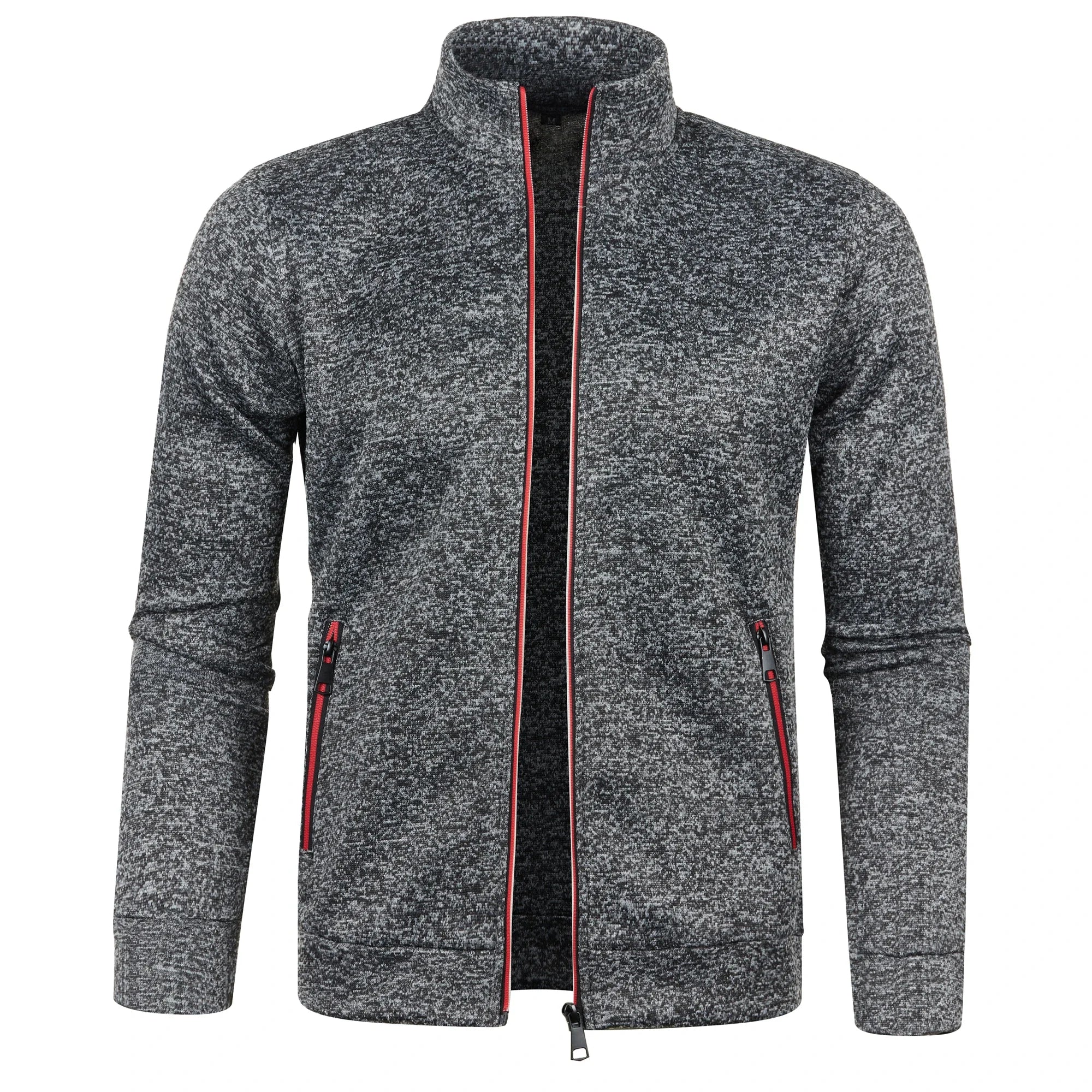 Automne et hiver hommes nouvelle longue fermeture éclair couleur bloc pull manches mince en peluche pull veste décontracté coupe ajustée confortable manteau