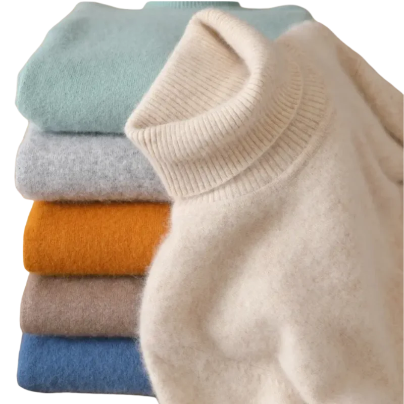 100% laine mérinos cachemire pull femmes tricoté pull col roulé à manches longues pulls automne hiver vêtements chaud pull hauts
