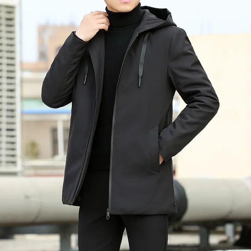 Hommes vestes automne hiver hommes Trench manteau hommes décontracté épaissir chaud à capuche veste mâle coupe-vent vêtements d'extérieur homme manteau 6XL