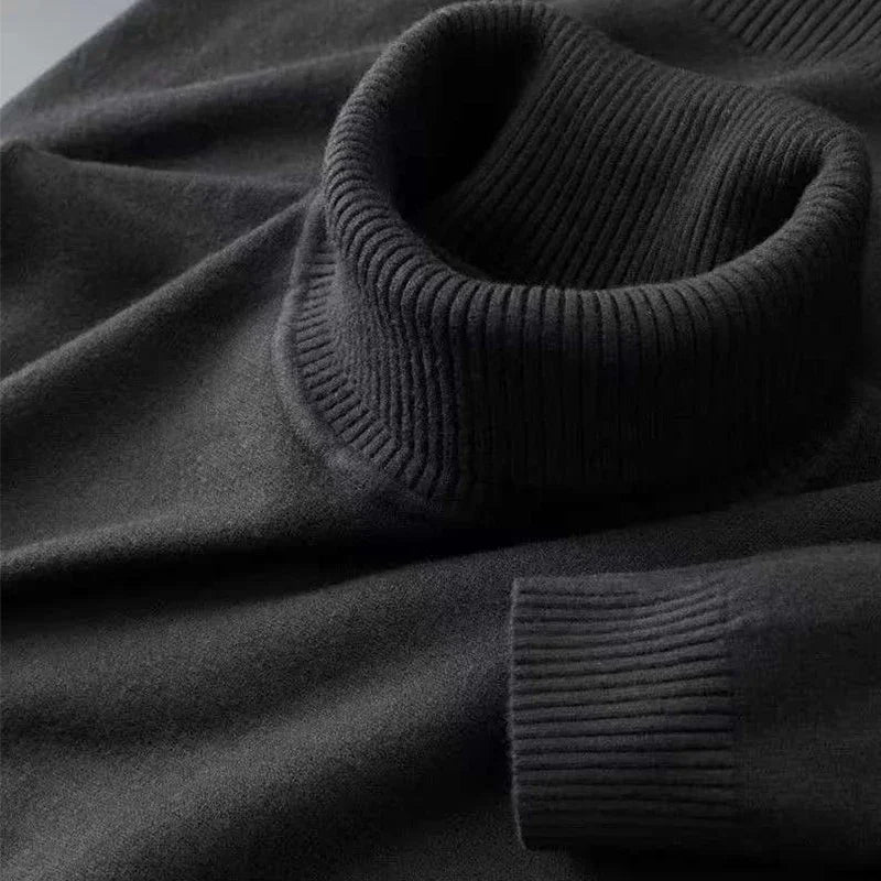 2025 nouveaux hommes chandails tricotés couleur unie col roulé respirant pulls chaud en plein air basique Streetwear automne affaires hauts