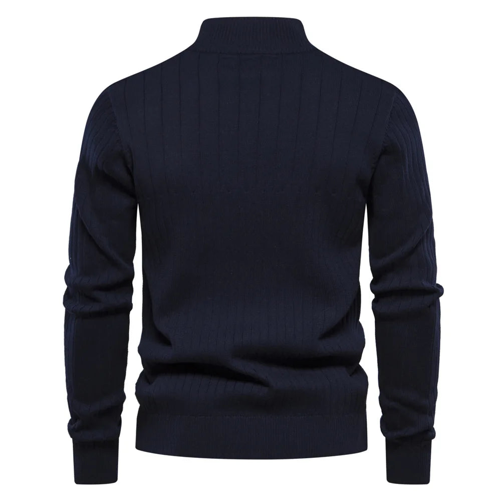 2025 nouveau automne pull à fermeture éclair pulls pour hommes de haute qualité chaud hiver col montant coton tricoté pull hommes