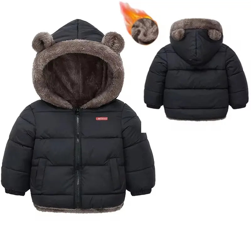 Garçons filles vestes épaisses hiver enfants rembourré polaire manteaux chauds enfants à capuche vêtements d'extérieur en coton enfants vêtements cachemire combinaison de neige