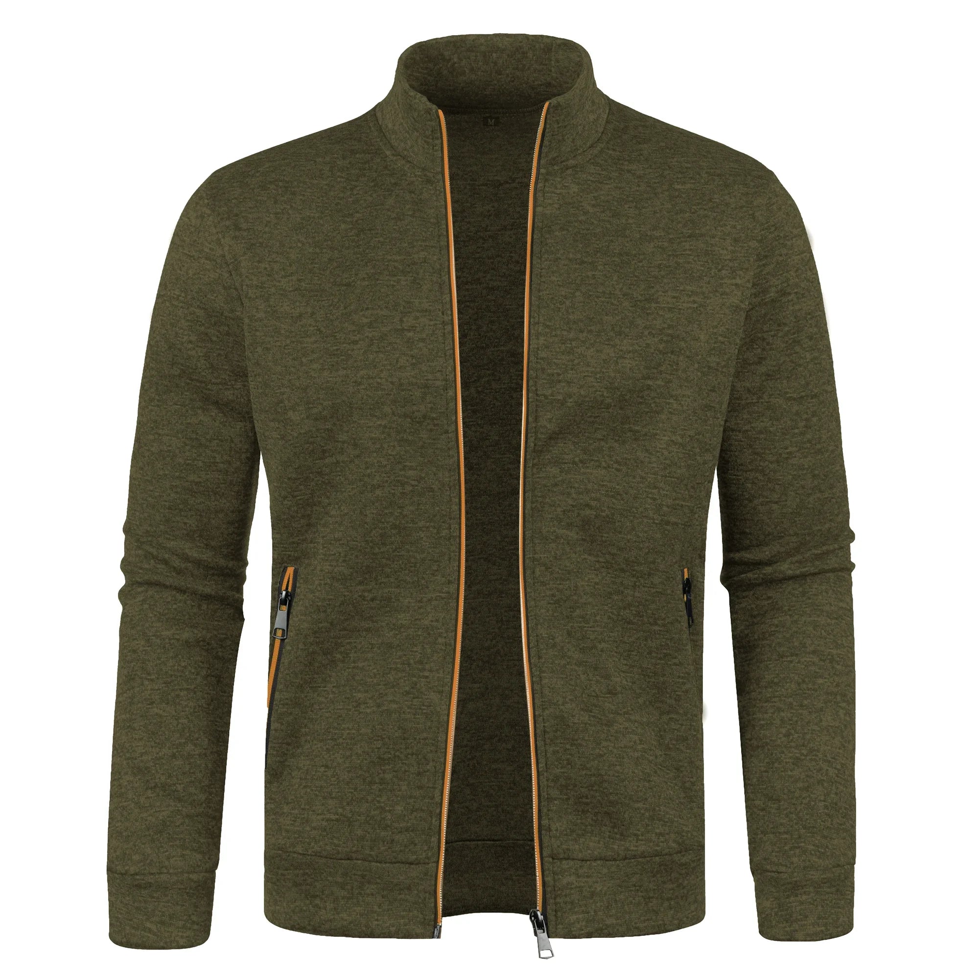 Automne et hiver hommes nouvelle longue fermeture éclair couleur bloc pull manches mince en peluche pull veste décontracté coupe ajustée confortable manteau