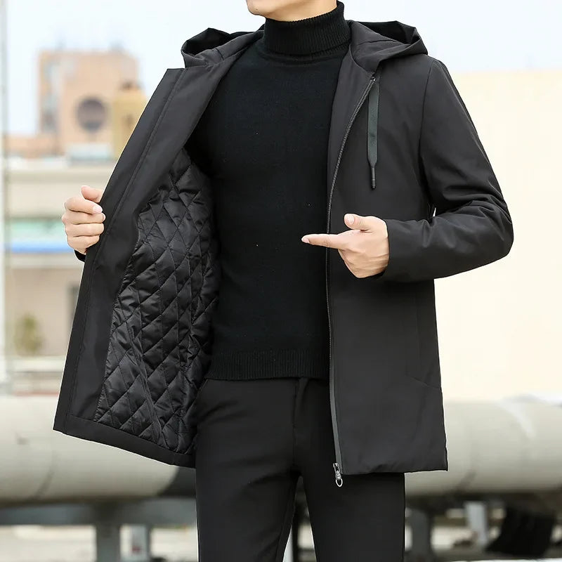 Hommes vestes automne hiver hommes Trench manteau hommes décontracté épaissir chaud à capuche veste mâle coupe-vent vêtements d'extérieur homme manteau 6XL
